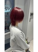 赤髪ウルフ/中性ウルフ/ショートウルフ/ワインレッド/ボルドー