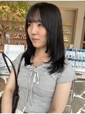 小顔大人可愛いレイヤーカット黒髪ロングヘアワンカール