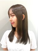 トステア髪質改善 ワンレンロング カーキベージュ ストレート