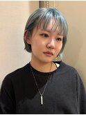 ★切りっぱなしボブ/ターコイズブルー/ハイトーンボブ/銀座20代