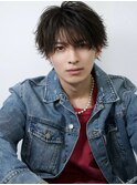 フェザーショートフェザーパーマツーブロックラウンドマッシュ