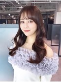 前髪カット大人ガーリー顔周りレイヤーロング_F1407