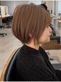 前髪顔周りカットピンクベージュアンブレラカラーイメチェン船橋