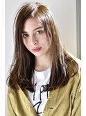 艶ベージュ透明感ブツ切りセミロング#ニュアンスカラー