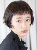 大人マッシュショート丸みショート黒髪ショートベリーショート