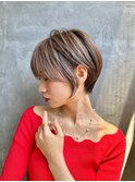 大人可愛い20代30代40代丸みショートボブ/髪質改善/ハイライト