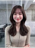 黒髪ボブルフネビージュ小顔ワンレン顔まわり韓国レイヤーカット
