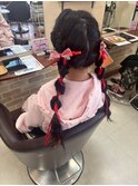 編みおろし/三つ編み/編み込み/ヘアセット/発表会/結婚式/可愛い