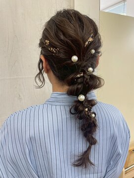 プランタン(Printemps) お呼ばれヘアセットゆるふわたまねぎヘア金箔ヘアアレンジ