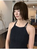 ストレート×顔周り　レイヤーボブ　チョコレートベージュ