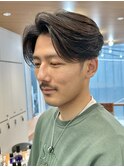 メンズセンターパートニュアンスパーマウルフセンターパート襟足