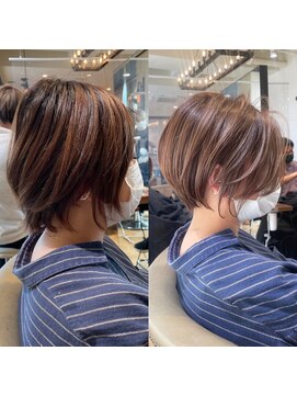 バンプ ギンザ(BUMP GINZA) 30代、40代/丸みとくびれショートボブ×ハイライトベージュ/大宮