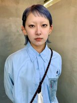 テトヘアー(teto hair) ほんのりパープル　ブルーカラーシャギー前髪　ショートウルフ