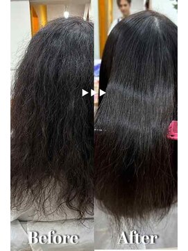 プシュケ(PSYCHE) ダークグレージュ髪質改善セミロング×ダークブラウンサラツヤ髪