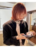 オレンジブラウン×ウルフカット