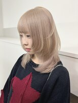 サンク 原宿 表参道(cinq) ミルクティーピンクグレージュカラー韓国ヘアミディアムレイヤー