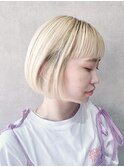 ブリーチショートカット丸みショートボブ眉上前髪20代30代40代