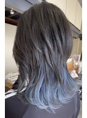 ウルフ×ダークグレー×ペールブルー×ケアブリーチ