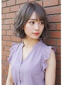 フレンチガーリーくせ毛風大人ボブパーマくすみベージュ