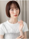 似合わせカット切りっぱなし小顔丸みショートボブY川口20代30代