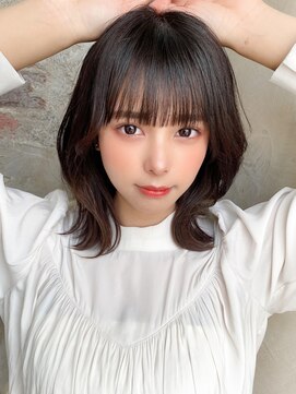 アフロートpd+ KOBE(AFLOATpd+) ボブシースルーぱっつん前髪おくれ毛ロブミディアムくびれヘア