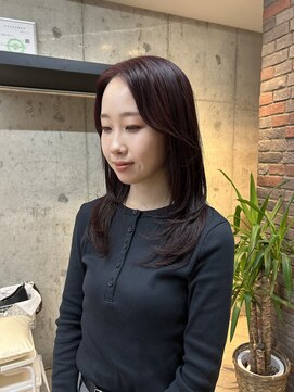 ボルドーカラー×ザクザクレイヤーカット@yuuka_revo