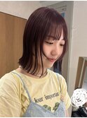 小川/ブリーチなしwカラーピンクラベンダーグレージュ外はねボブ