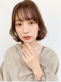 ミディアムレイヤー、外ハネボブ、グレージュ、脱白髪染め☆
