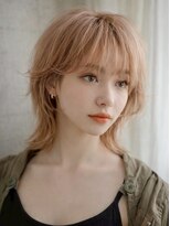 シオン(shion) ダブルカラーオリーブベージュ前髪くびれミディ_F21492