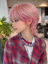 シオン(shion)&nbsp;ウルフレイヤーピンクベージュ前髪カットイメチェン_ba583721