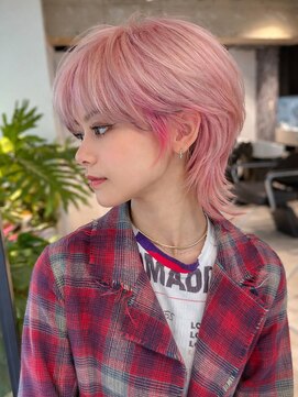 シオン(shion) ウルフレイヤーピンクベージュ前髪カットイメチェン_ba583721