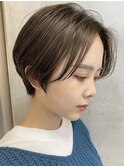 横浜西口白髪染めハンサムショートウルフベージュアッシュグレー