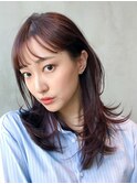 パープルブラウン_かきあげロングマロンベージュ_8292
