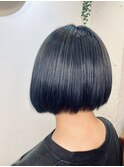 ショートボブ！ブルーブラック