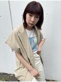 20代30代大人かわいいツヤ感レッドブラウン★オン眉ショート