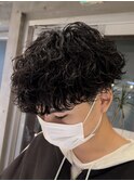 ツイストスパイラルパーマ刈り上げツーブロックメンズパーマ