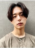センターパート/ニュアンスパーマ/メンズボブ