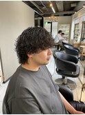 波巻きパーマ　メンズウルフ　ウルフパーマ　ツイストスパイラル