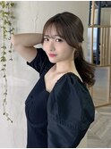 20代30代40代韓国ヘア/くびれミディ/くびれヘア/暗髪/後れ毛