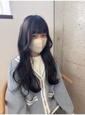 黒髪ツヤ髪レイヤカット韓国風ゆるふわロングヘア20代30代