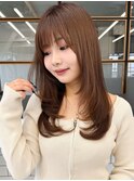 韓国風レイヤーナチュラルストレート後れ毛エアリーワンカール