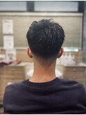 メンズカット黒髪フェードスキンフェード短髪ソフモヒ