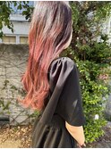 ダブルカラーブリーチ立体感グラデーション透明感ピンク