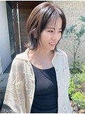 シースルーバング×切りっぱなしボブ