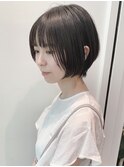 大人黒髪丸みショートボブ前髪あり20代30代40代髪型
