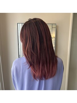 ダブル アンダーバー サロン(W_SALON) ピンクブラウン×ポイントカラー