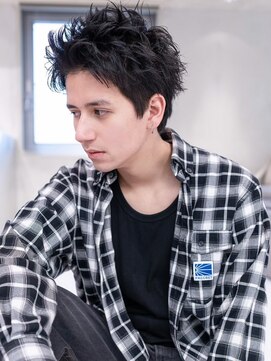 ハバナ 渋谷(HAVANA) アッシュブラックマッシュパーマ刈り上げツーブロック