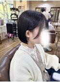 切りっぱなしボブ/タッセルボブ/アッシュブラック/艶髪