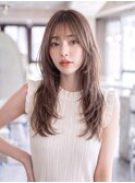 ロングレイヤー＊顔周りカット＊前髪カット＊ミルクベージュ