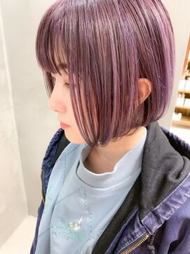 テトヘアー(teto hair) 前下がりボブ、スリークボブ、ラベンダーアッシュ、パープル